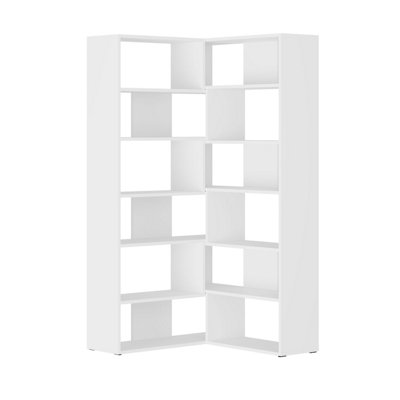 Decortie Molly Modern Corner Multipurpose Bookcase Display Unit No.4 White Tall 178.6cm