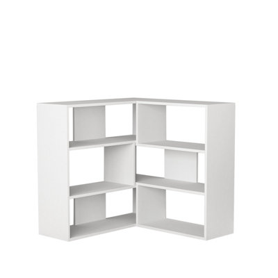 Decortie Molly Modern Corner Multipurpose Bookcase Display Unit Room Separator No.3 White Short 89cm