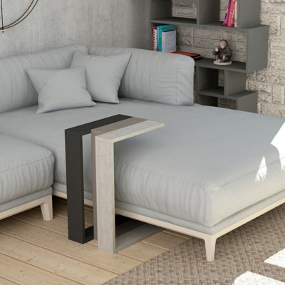 Decortie Muju Modern C Shape Table Anthracite Grey Mocha Grey Ancient White Multipurpose  H 57cm