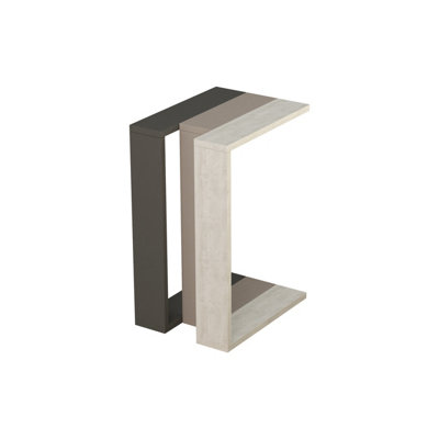 Decortie Muju Modern C Shape Table Anthracite Grey Mocha Grey Ancient White Multipurpose  H 57cm