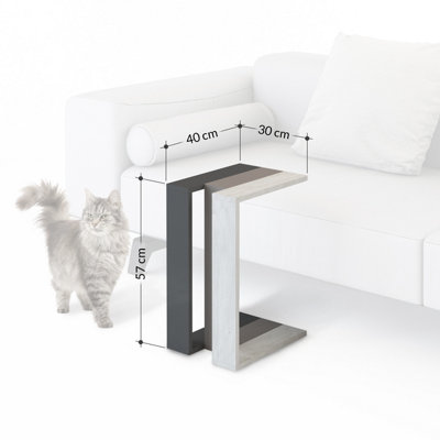 Decortie Muju Modern C Shape Table Anthracite Grey Mocha Grey Ancient White Multipurpose  H 57cm