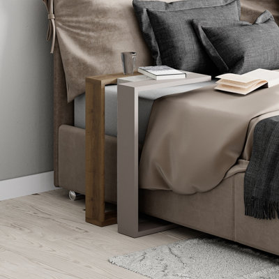 Decortie Muju Modern C Shape Table Oak Effect Gold Marble Effect Mocha ...