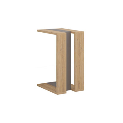 Decortie Muju Modern C Shape Table Oak, Mocha Grey, Oak Multipurpose  H 57cm