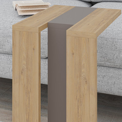 Decortie Muju Modern C Shape Table Oak, Mocha Grey, Oak Multipurpose  H 57cm