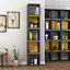 Decortie Multi Modern Bookcase Display Unit Anthracite Grey Mustard Tall 167cm