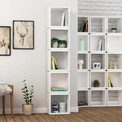 Decortie Multi Modern Bookcase Display Unit White Tall 167cm