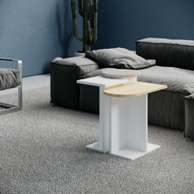Decortie Mund Modern Side End Table White Oak Mocha Grey Multipurpose With Creativeness  H 46cm