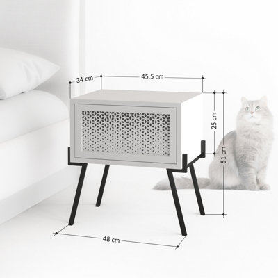 Decortie Naive Modern Bedside Table Bedroom Furniture with Storage White 48cm