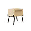 Decortie Naive Modern Bedside Table Oak 48cm Width Bedroom Furniture