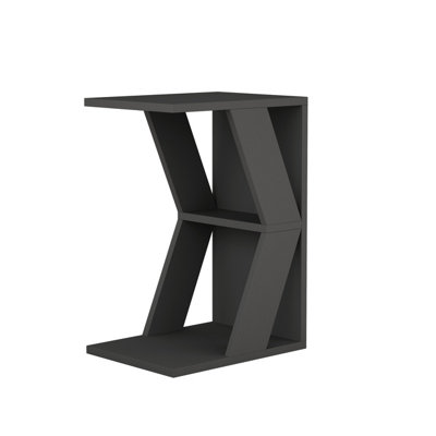 Decortie Naze Modern C-Shaped Side Table Multipurpose Sofa Table Anthracite Grey Height 57cm
