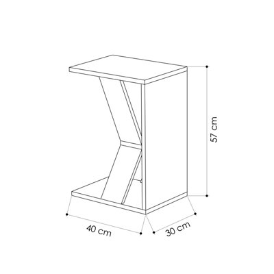 Decortie Naze Modern C-Shaped Side Table Multipurpose Sofa Table Anthracite Grey Height 57cm