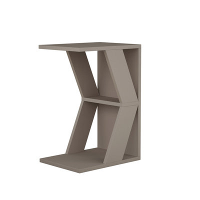 Decortie Naze Modern C-Shaped Side Table Multipurpose Sofa Table Mocha Grey Height 57cm