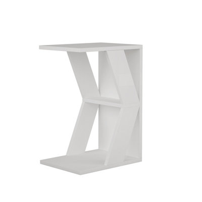 Decortie Naze Modern C-Shaped Side Table Multipurpose Sofa Table White Height 57cm