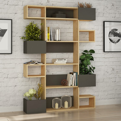 Contemporary deals oak bookcase