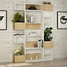 Decortie Niho Modern Bookcase Display Unit Room Separator White Natural Oak Effect Tall 171cm