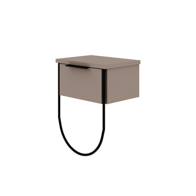 Decortie Norfolk Modern Bedside Table Mocha Grey 33cm Width Bedroom Furniture