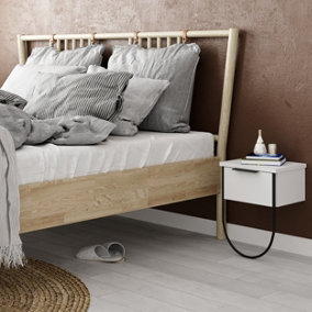 Decortie Norfolk Modern Bedside Table White 33cm Width Bedroom Furniture