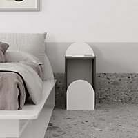 Decortie Nun Modern Bedside Table Anthracite Grey White 32cm Width Bedroom Furniture