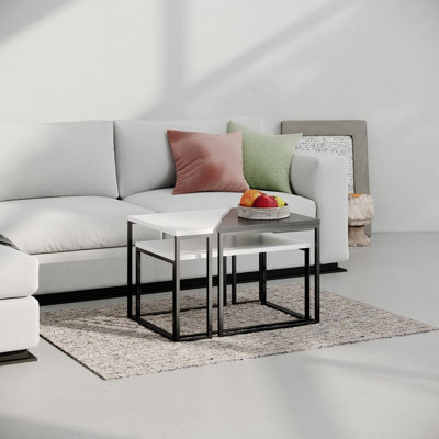 Decortie Ohlady Modern Coffee Table White Anthracite Grey Multipurpose  H 41.8cm