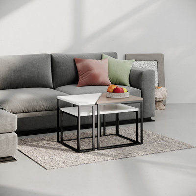 Decortie Ohlady Modern Coffee Table White Mocha Grey Multipurpose  H 41.8cm