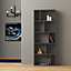 Decortie Onda Modern Bookcase Display Unit Anthracite Grey Tall 166cm