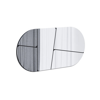Decortie Otis Black Modern Unframed Mirror Wall-mounted Bathroom (H) 40cm (W)80cm
