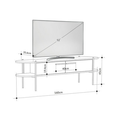 Decortie Otis Modern TV Stand Multimedia Centre TV Unit Mocha Grey White Metal Leg Storage 160cm