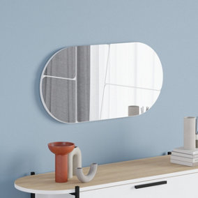 Decortie Otis White Modern Unframed Mirror Wall-mounted Bathroom (H) 40cm (W)80cm