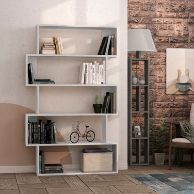 Decortie Oxford Modern Bookcase Display Unit White Tall 159cm