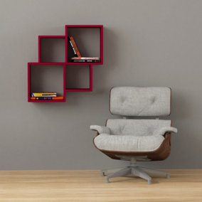 Decortie Oyo Modern Floating Shelf Burgundy 72cm Tall