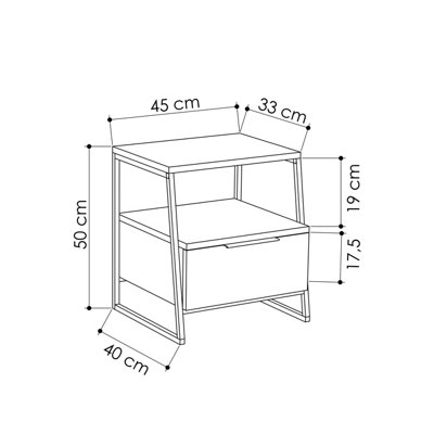 Decortie Pal Modern Bedside Table With Drawer Oak 45cm Width Bedroom Furniture