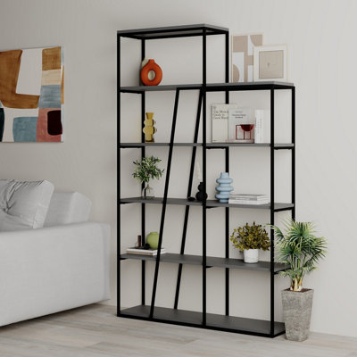 Decortie Pal Modern Bookcase Display Unit Room Separator Anthracite Grey Tall 178cm