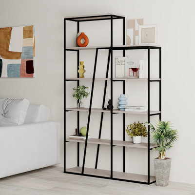 Decortie Pal Modern Bookcase Display Unit Room Separator Mocha Grey Tall 178cm