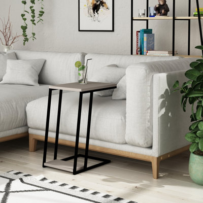 Decortie Pal Modern C Shape Side End Table Mocha Grey Multipurpose With ...