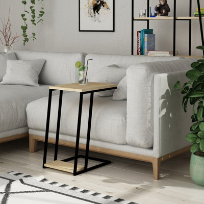 Decortie Pal Modern C Shape Side End Table Oak Multipurpose With ...