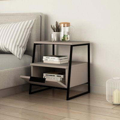 Decortie Pal Modern Nightstand Mocha Grey Multipurpose