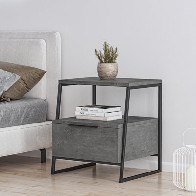 Decortie Pal Modern Nightstand Retro Grey Multipurpose