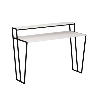 Decortie Pal Modern Study Desk White With Monitor Stand  Width 124cm