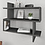 Decortie Paralel Wall Mounted Modern Bookcase Display Unit Anthracite Grey W 70cm Medium
