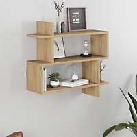 Decortie Paralel Wall Mounted Modern Bookcase Display Unit Oak W 70cm Medium