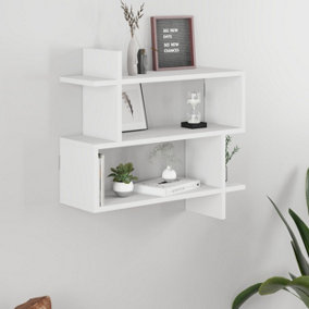 Decortie Paralel Wall Mounted Modern Bookcase Display Unit White W 70cm Medium
