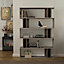 Decortie Partiro Modern Bookcase Display Unit Room Separator Mocha Grey Dark Coffee Oak Effect Tall 161cm