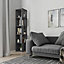 Decortie Piano Modern Corner Bookcase Display Unit Anthracite Grey Tall 158.9cm