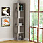 Decortie Piano Modern Corner Bookcase Display Unit Mocha Grey Tall 158.9cm
