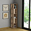 Decortie Piano Modern Corner Bookcase Display Unit Natural Oak Effect Tall 158.9cm