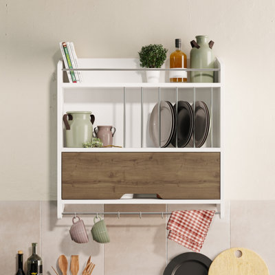 Oak kitchen deals wall shelving unit