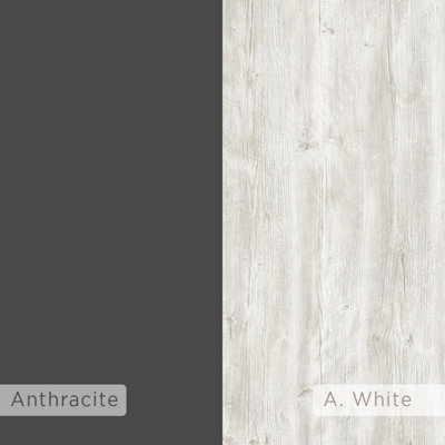 Decortie Piri Modern Bookcase Display Unit Ancient White Anthracite Grey Tall 161cm