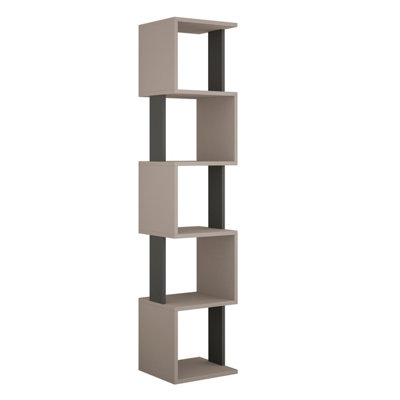 Decortie Piri Modern Bookcase Display Unit Mocha Grey Anthracite Grey Tall 161cm