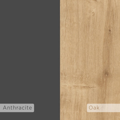 Decortie Piri Modern Bookcase Display Unit Natural Oak Effect Anthracite Grey Tall 161cm