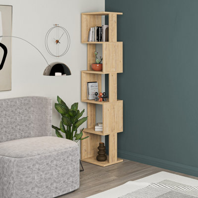 Decortie Piri Modern Bookcase Display Unit Oak Oak Tall 161cm